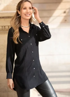 Damen Mona Basics<Figurumspielende Longbluse