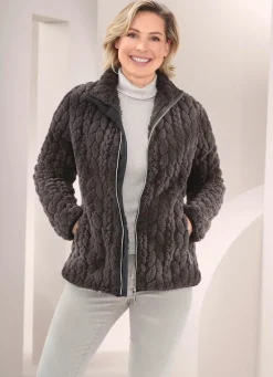 Damen Mona Übergangsjacken<Fleecejacke mit Zopfmuster