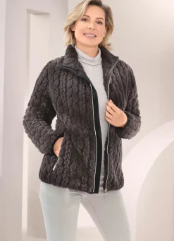 Damen Mona Übergangsjacken<Fleecejacke mit Zopfmuster