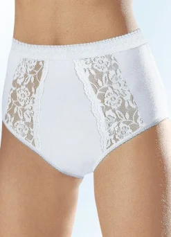 Outlet Fünferpack Slips mit elastischen Spitzeneinsätzen Damen Slips