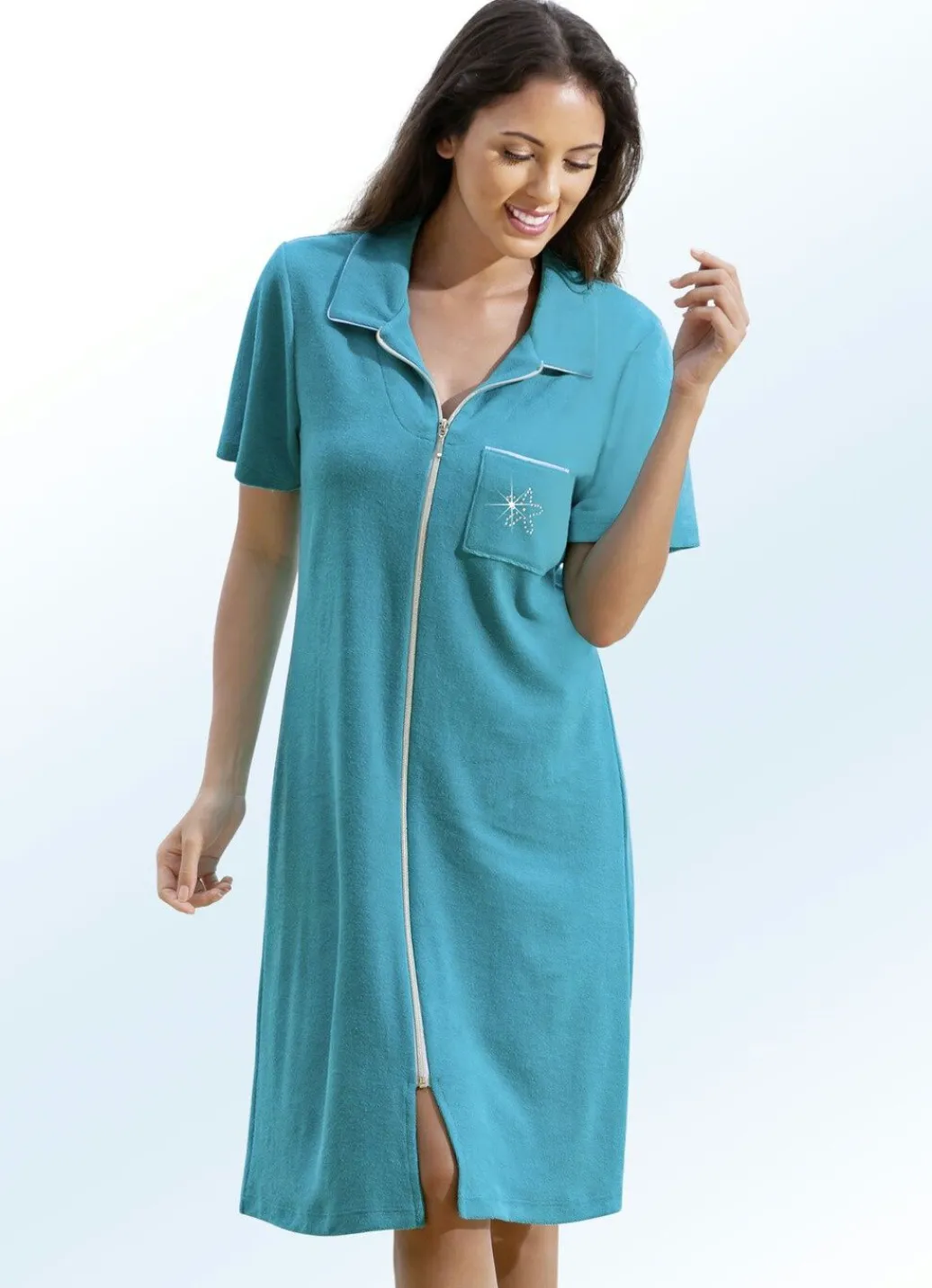 Damen Mona Strandkleider<Frottier-Kleid mit durchgehendem Reißverschluss