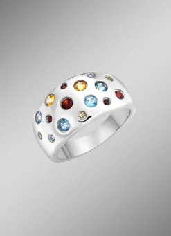 Outlet Funkelnde Raffinesse: Damenring mit echten Edelsteinen Damen Ringe