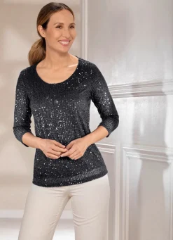 Damen Mona Basics|Abendmode<Funkelnde Shirt-Tunika