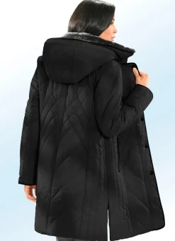 Damen Mona Wintermäntel|Funktionsjacken<Funktions-Kurzmantel kontrastfarbenen Nappaleder-Imitatpaspeln