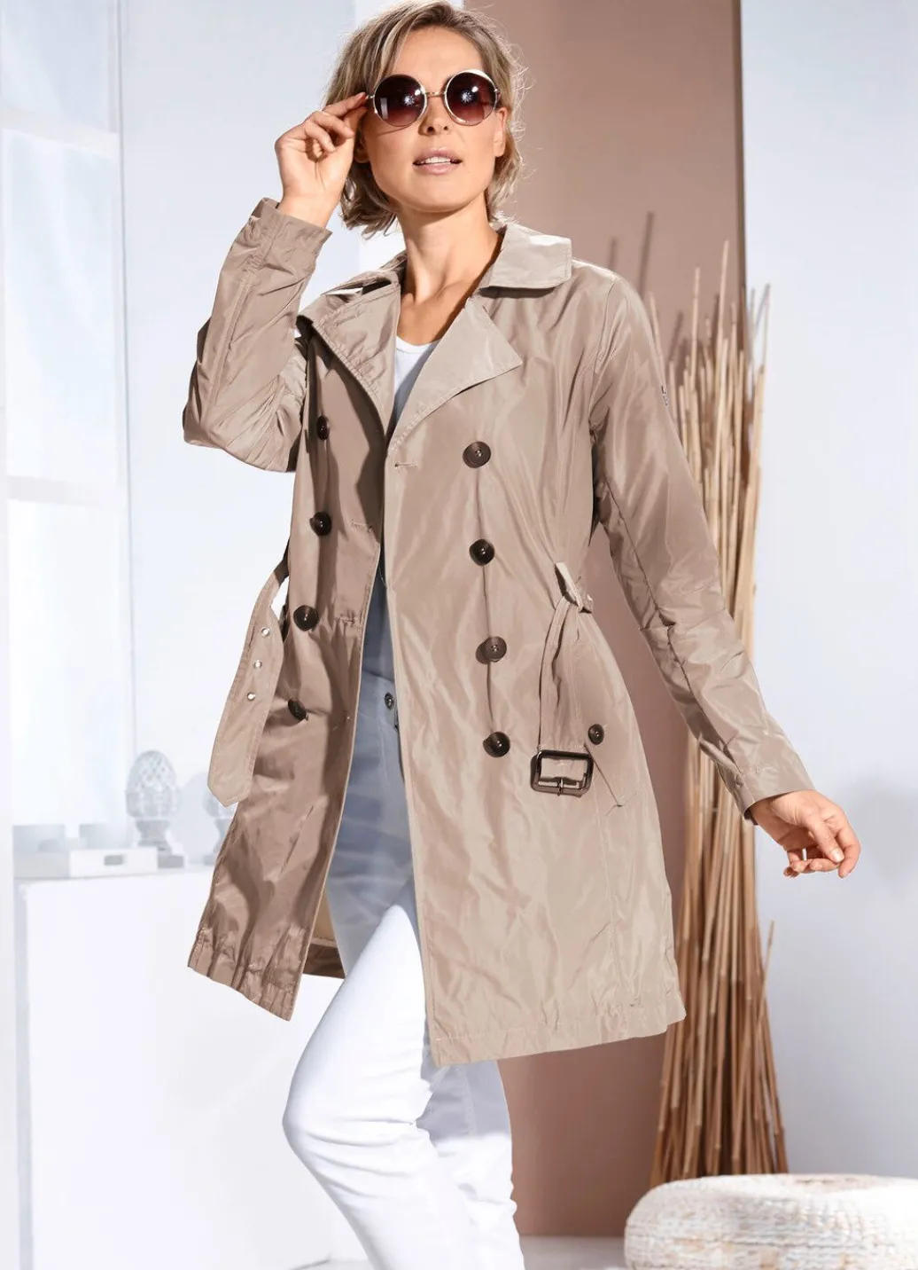 Damen Mona Übergangsjacken|Funktionsjacken<Funktions-Trenchcoat mit Gürtel