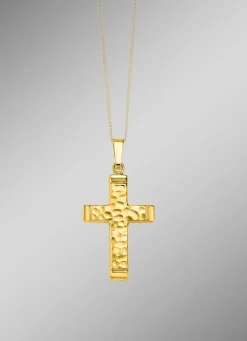Hot Gehämmerter Kreuz-Anhänger aus Gold Herren Anhänger