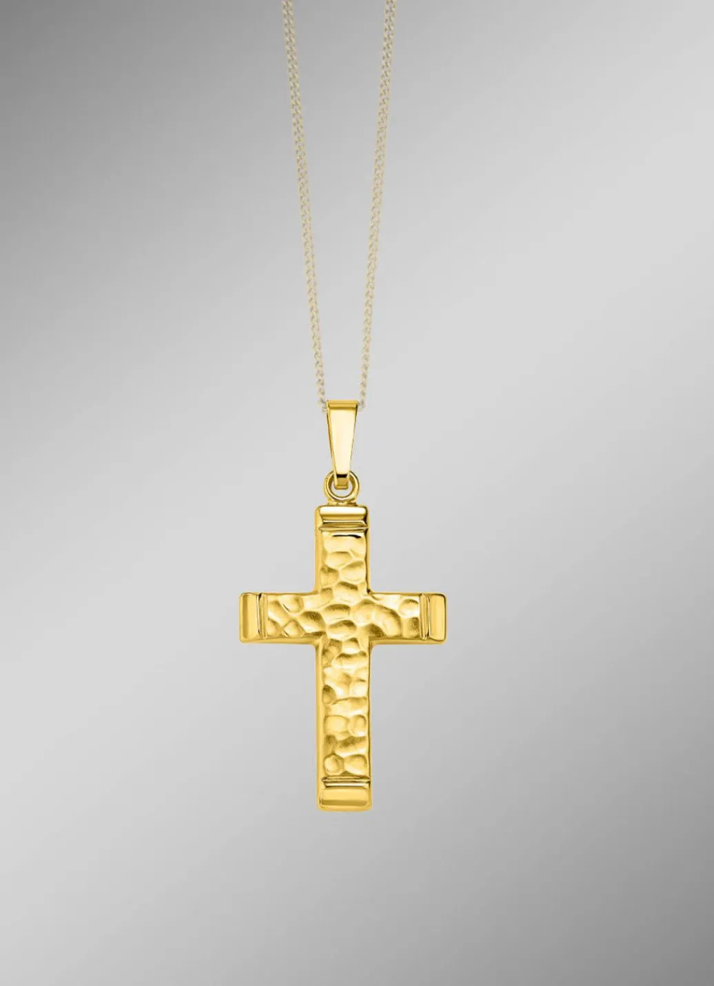 Hot Gehämmerter Kreuz-Anhänger aus Gold Herren Anhänger