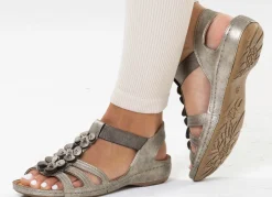 Clearance Gemini, modische Damen-Sandalen, Weite G, mit Blüten-Applikationen Damen Sandalen