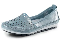 Clearance Gemini Mokassin-Slipper aus weichem, glänzend geprägtem Nappaleder Damen Slipper