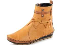 Sale Gemini Mokassin-Stiefelette mit Knitter-Struktur Damen Stiefel & Stiefeletten
