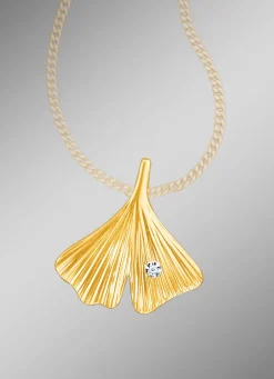 Best Glücksbringer Anhänger Ginkgo-Blatt mit Brillant Damen Anhänger