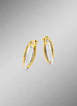 Damen Mona Ohrschmuck<Glänzende Creolen in Bicolor, 2-reihig