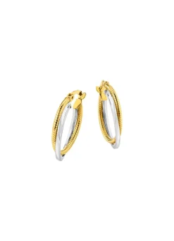 Damen Mona Ohrschmuck<Glänzende Creolen in Bicolor, 2-reihig