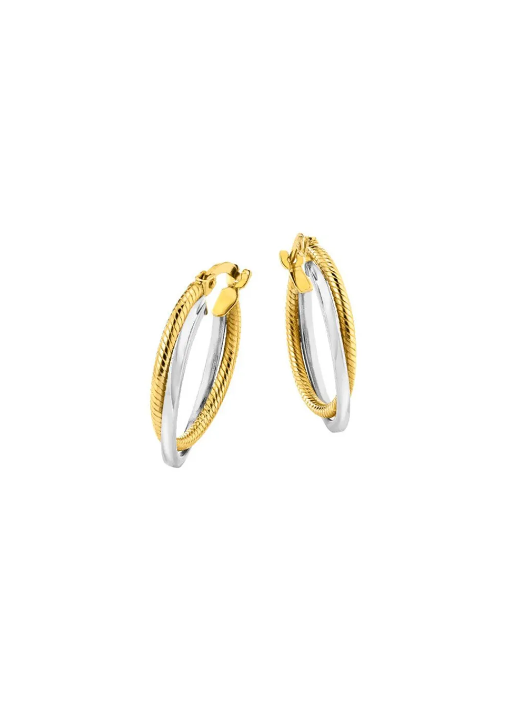 Damen Mona Ohrschmuck<Glänzende Creolen in Bicolor, 2-reihig