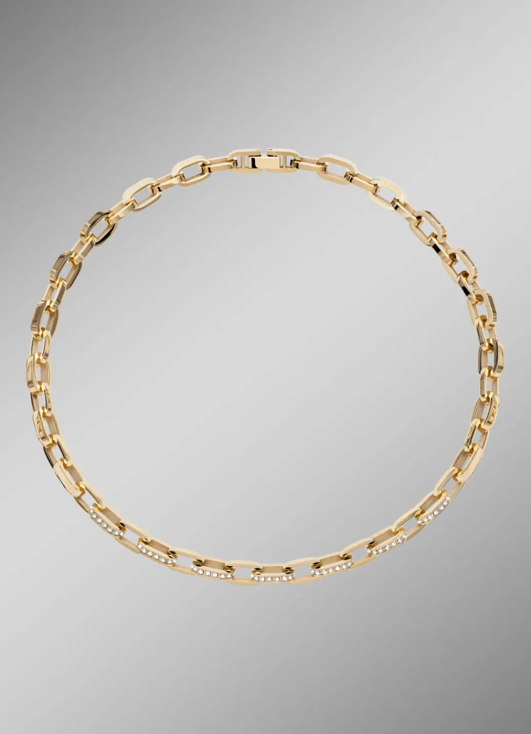 Hot Halskette aus vergoldetem Edelstahl mit Kristallen Damen Modeschmuck|Halsketten