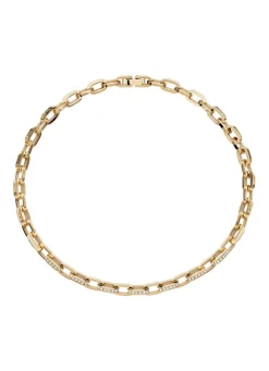 Hot Halskette aus vergoldetem Edelstahl mit Kristallen Damen Modeschmuck|Halsketten