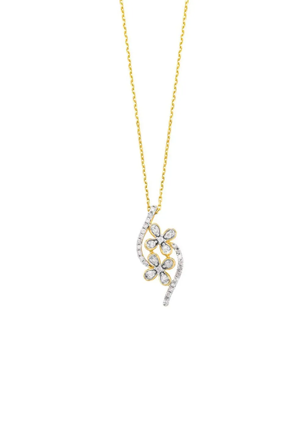 Sale Halskette im Blumen-Design, 10 Brillanten, 22 Diamanten Damen Halsketten