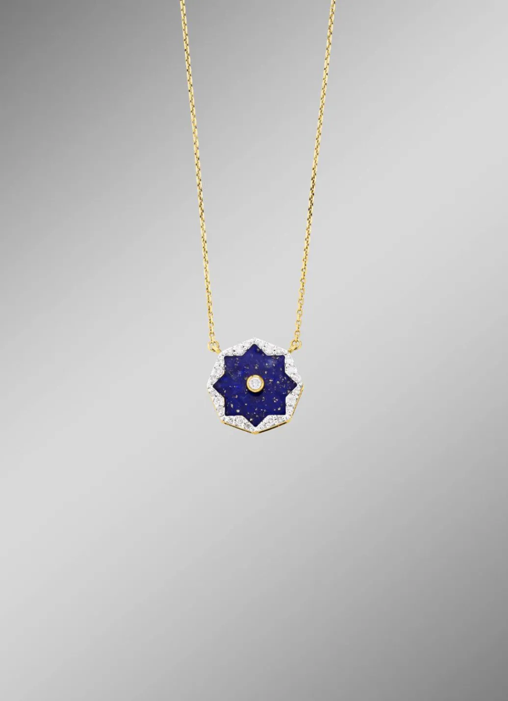 Halskette mit echt Lapislazuli, Brillanten und Diamanten Damen Halsketten