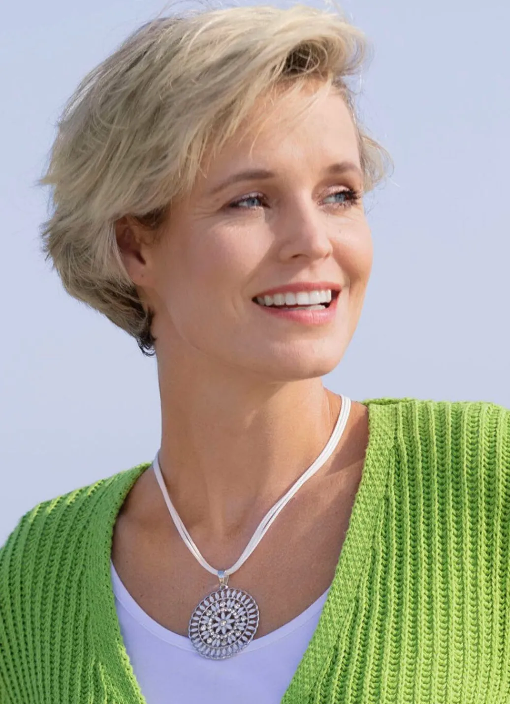 Halskette mit Glassteinen Damen Modeschmuck|Halsketten