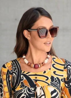 Discount Halskette mit Holzkugeln nach Verlauf Damen Modeschmuck|Halsketten