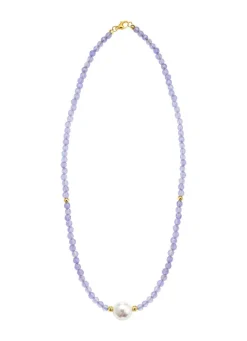 Halskette mit Perlenschimmer und Edelsteinglanz Damen Halsketten
