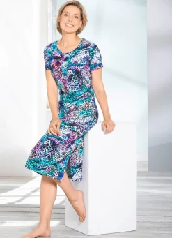 Damen Mona Freizeitkleider|Hauskleider<Hauskleid mit farbbrillantem Inkjet-Druck
