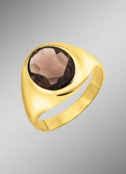 Outlet Herrenring aus Gold mit Rauchquarz Herren Ringe