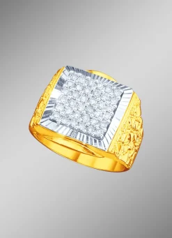 Clearance Herrenring in Bicolor mit Brillanten Herren Ringe
