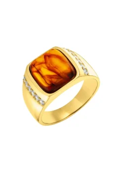 Clearance Herrenring mit echtem Bernstein Herren Ringe