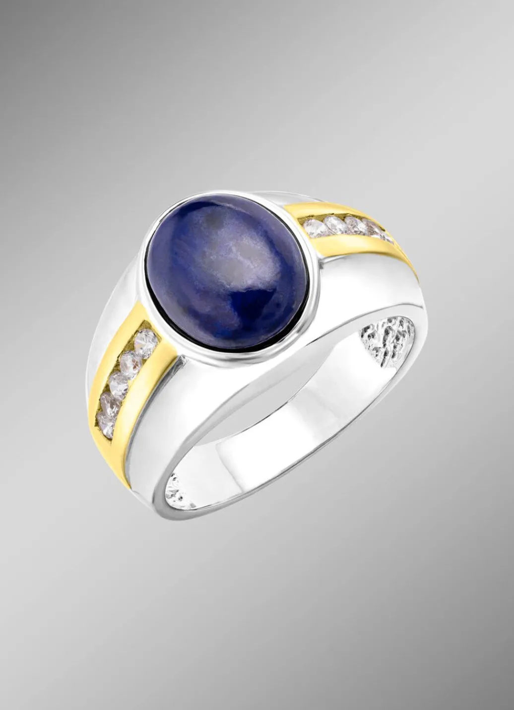 Discount Herrenring mit Lapislazuli und Zirkonia Herren Ringe
