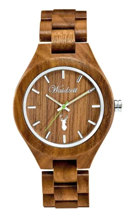 New Herrenuhr der Marke Waidzeit, komplett gefertigt aus naturbelassenem Walnussholz Damen Quarzuhren|Quarzuhren