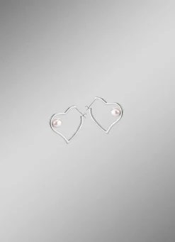 Best Herz-Creolen mit Süßwasser-Zuchtperlen Damen Ohrschmuck