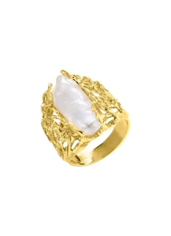 Clearance Hochwertiger Damenring mit Keshi-Perle Damen Ringe