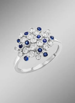 Discount Hochwertiger Damenring mit Safir und Brillanten Damen Ringe