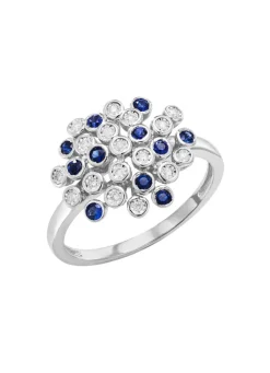Discount Hochwertiger Damenring mit Safir und Brillanten Damen Ringe