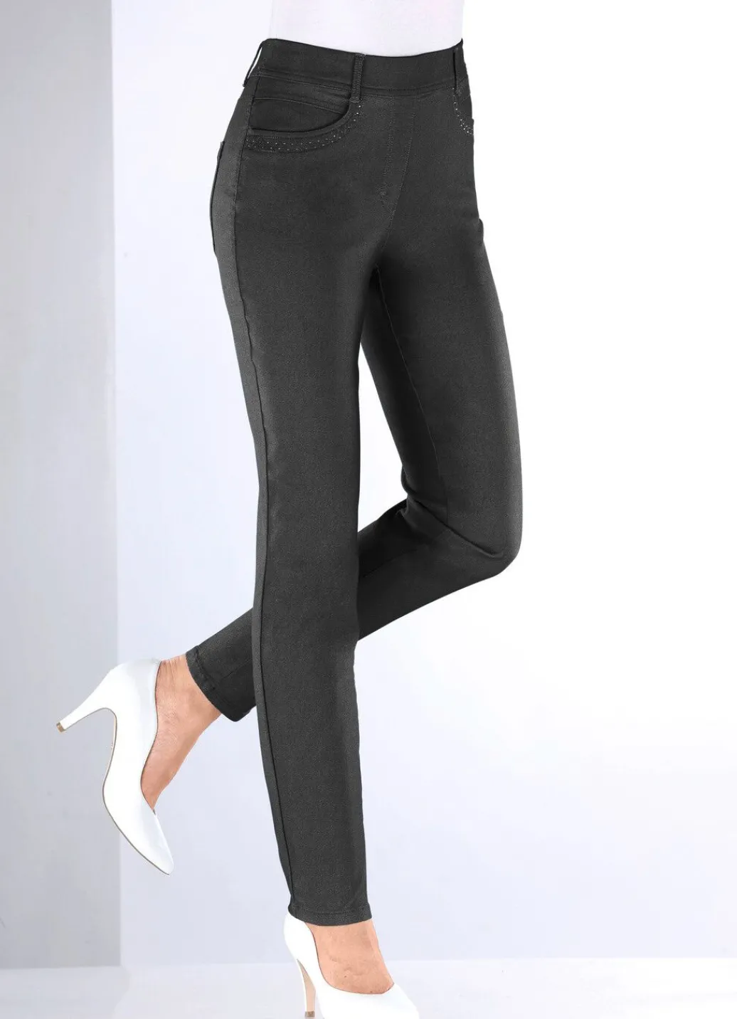 Damen Mona Schlupfhosen|Lange Hosen<Hose in Denim-Optik
