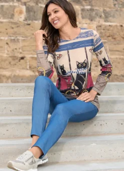 Damen Mona Schlupfhosen|Lange Hosen<Hose in Denim-Optik