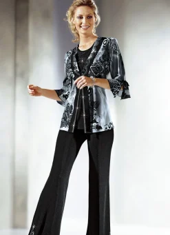 Damen Mona Schlupfhosen|Abendmode<Hose mit Metallplättchen-und Strasszier
