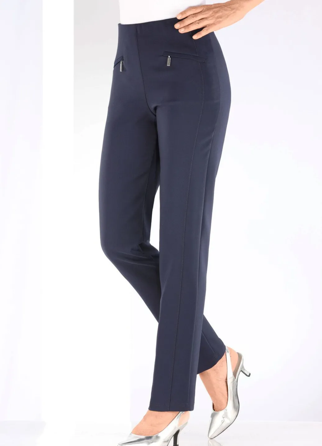 Damen Mona Schlupfhosen<Hose mit Reißverschlüssen an den Taschen
