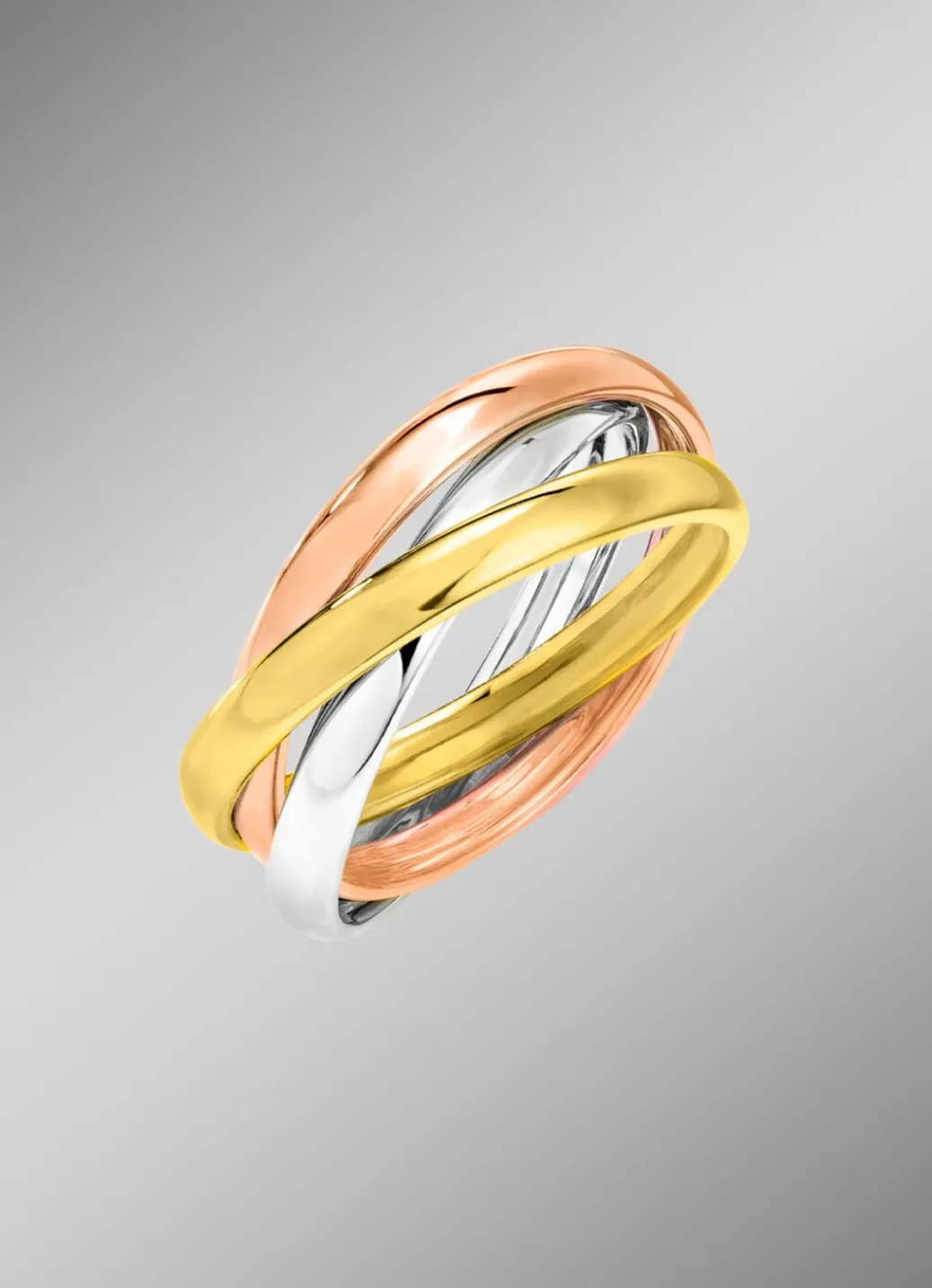 Outlet Ineinander verschlungener Damenring in Tricolor Damen Ringe