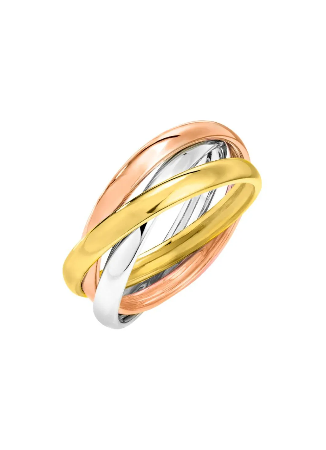 Outlet Ineinander verschlungener Damenring in Tricolor Damen Ringe