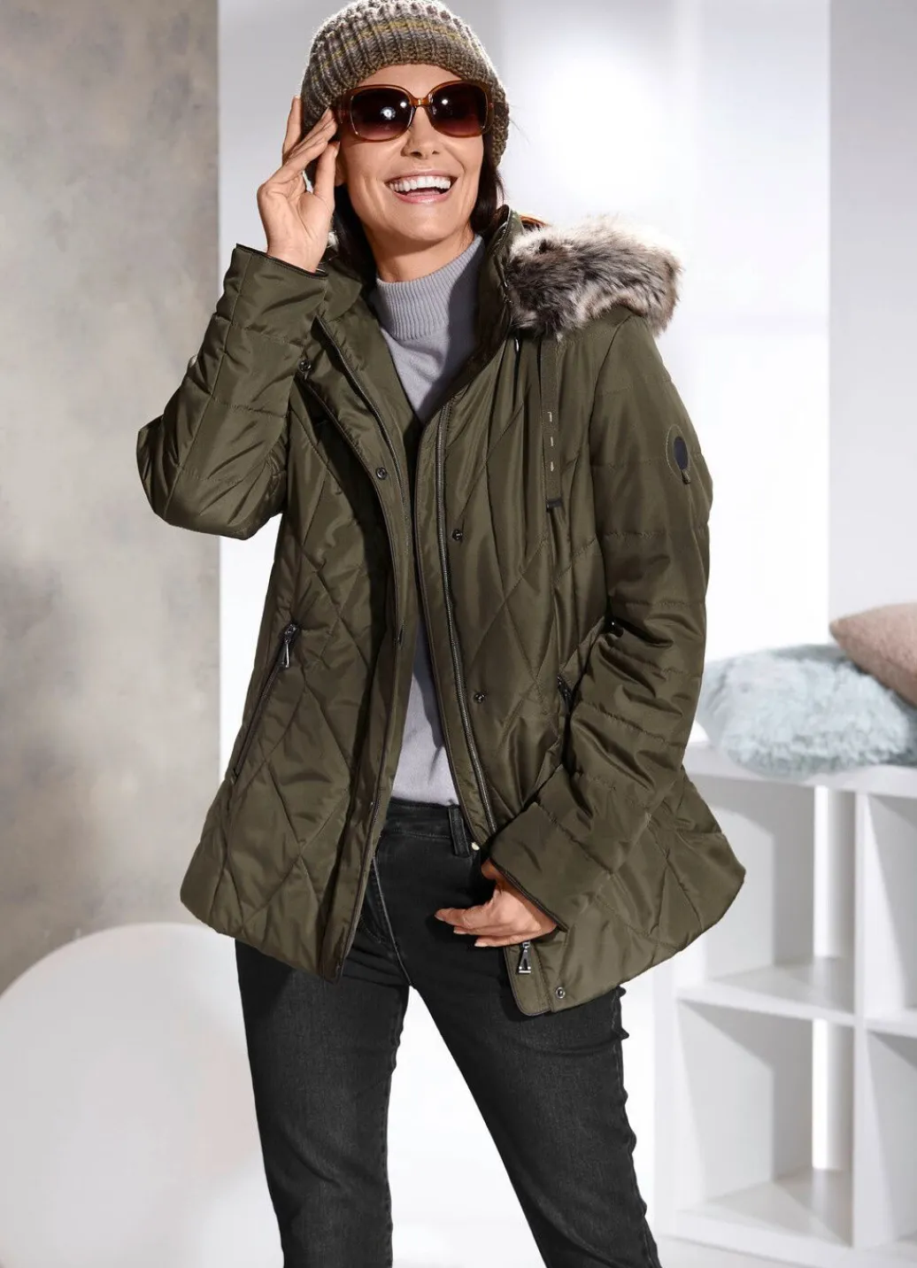 Damen Mona Winterjacken<Jacke mit abnehmbarer Kunstpelz-Besatz