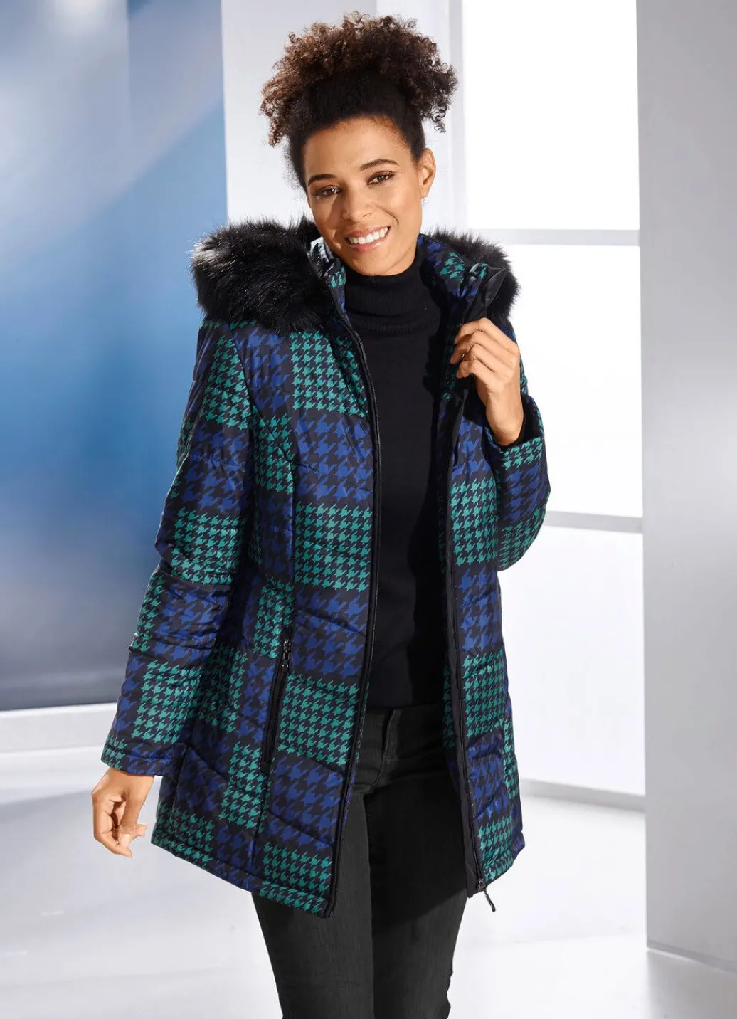 Damen Mona Winterjacken<Jacke mit Hahnentritt-Dessin