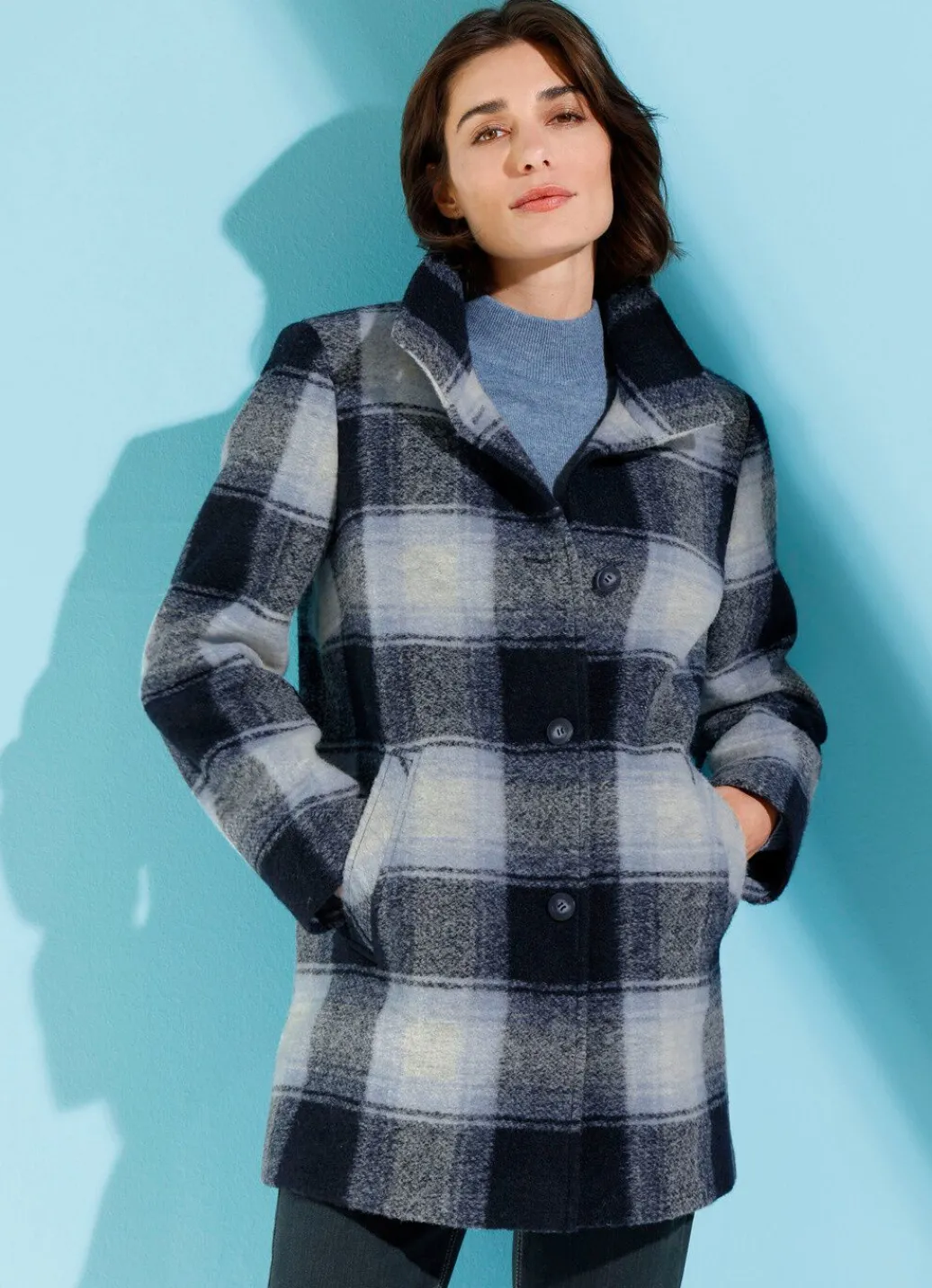 Damen Mona Wolljacken<Jacke mit Karodessin