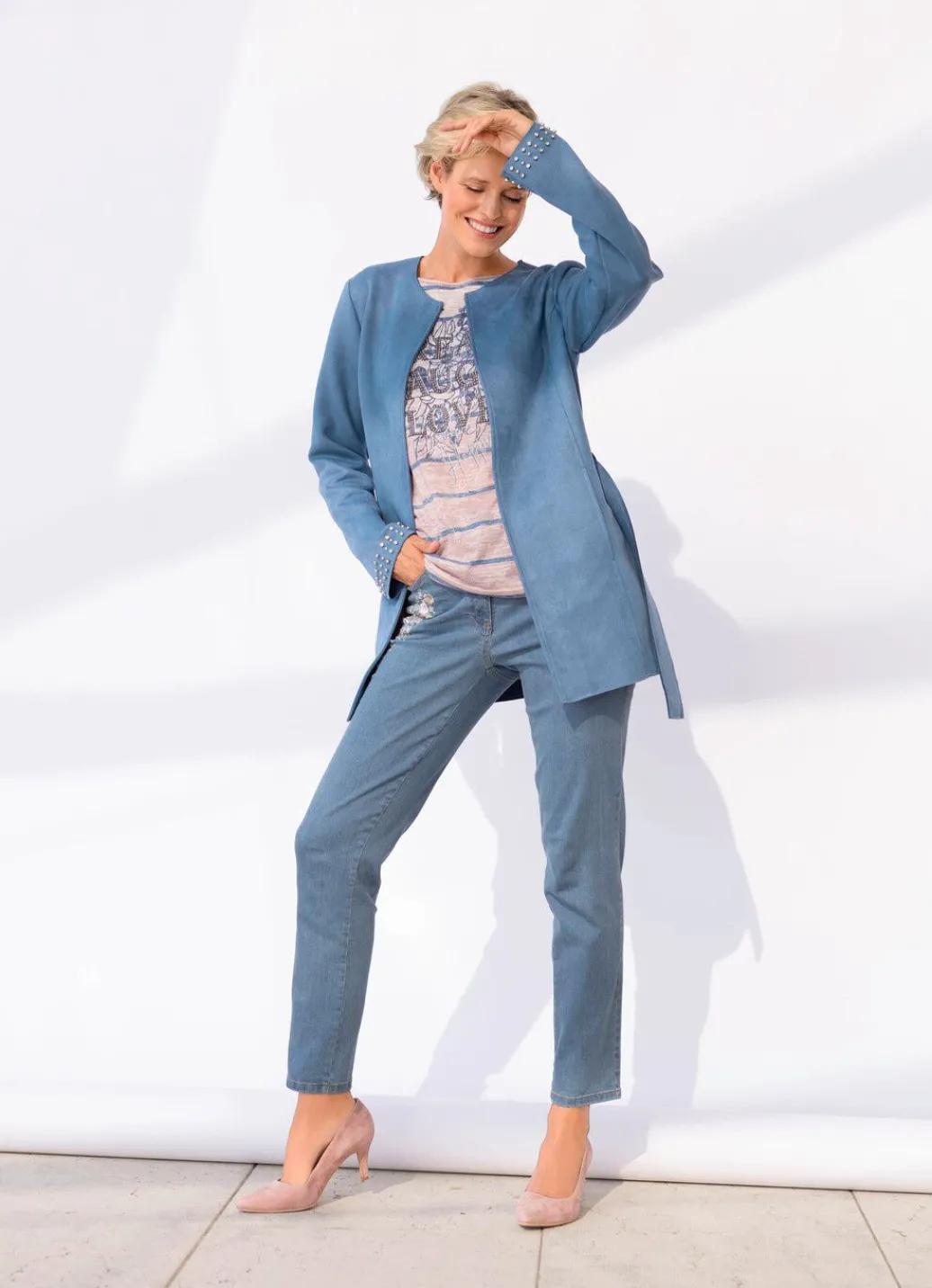 Damen Mona Lederimitatjacken<Jacke mit offener Kantenverarbeitung