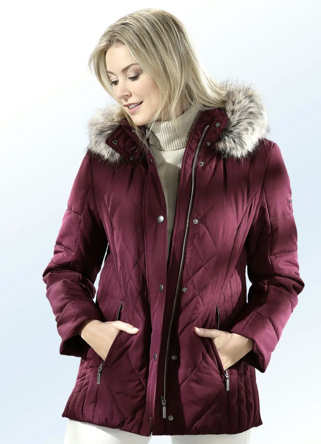 Damen Mona Winterjacken<Jacke mit Reißverschluss unter der Druckerleiste