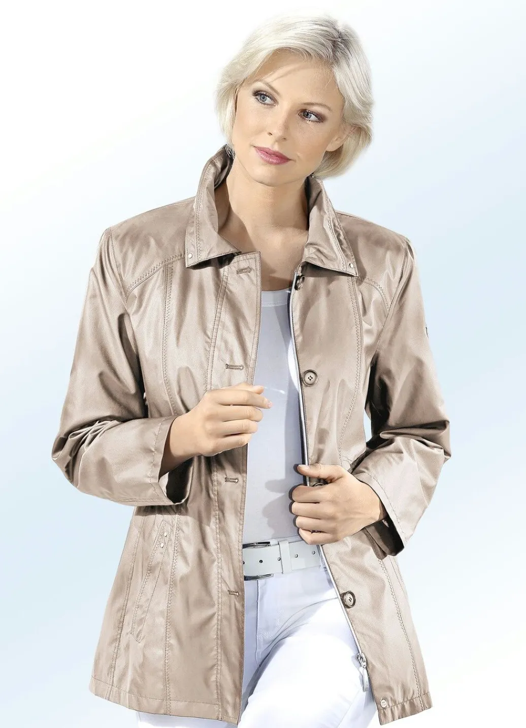 Damen Mona Übergangsjacken<Jacke mit Reißverschluss unter der Knopfleiste