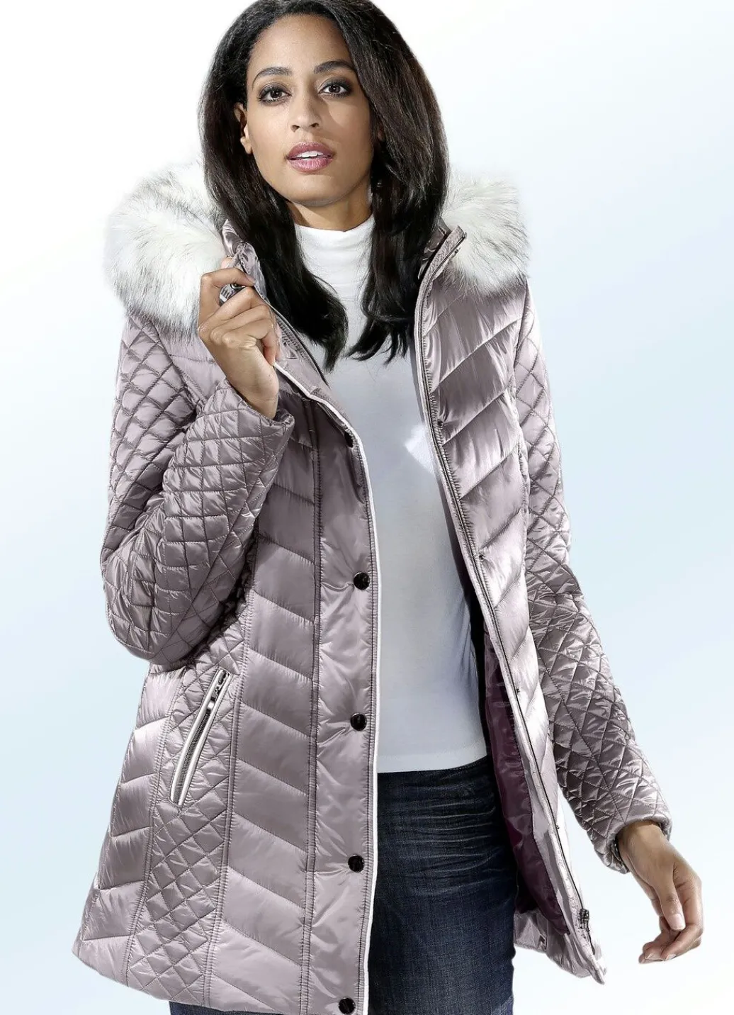 Damen Mona Winterjacken<Jacke mit weißer Kontrastpaspelierung
