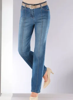Damen Mona Lange Hosen|Jeans<Jeans mit abgesteppten Biesen