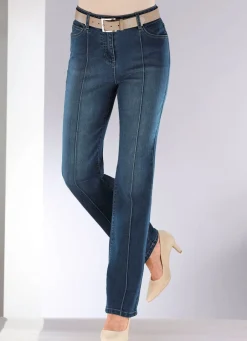Damen Mona Lange Hosen|Jeans<Jeans mit abgesteppten Biesen